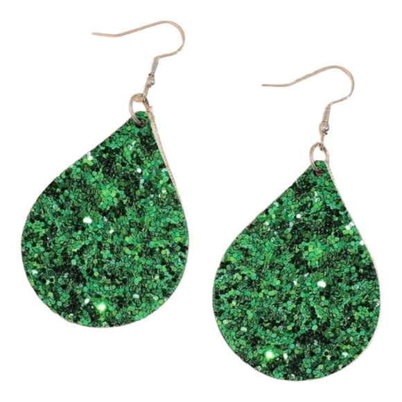 *NWOT* Sequin Snowflake Tear Drop Earrings - Picture 3 of 3